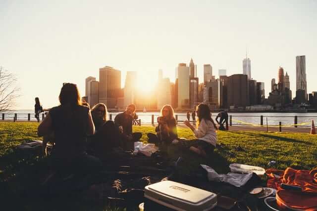 walk with friends outside.